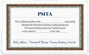 Permanent Makeup Training Academy Certificate