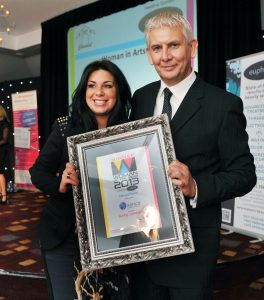 Katy Accepting Woman of the Year Award - Train in Permanent Makeup With Katy Jobbins