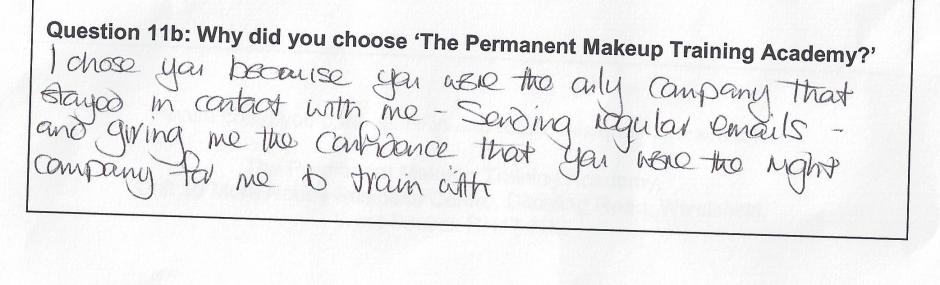 why did you choose to train with the Permanent Makeup Training Academy student review 2