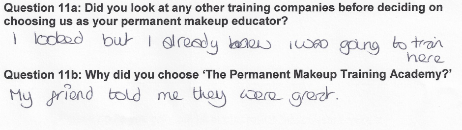 why did you choose to train with the Permanent Makeup Training Academy student review 17