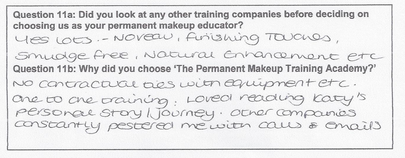 why did you choose to train with the Permanent Makeup Training Academy student review 4