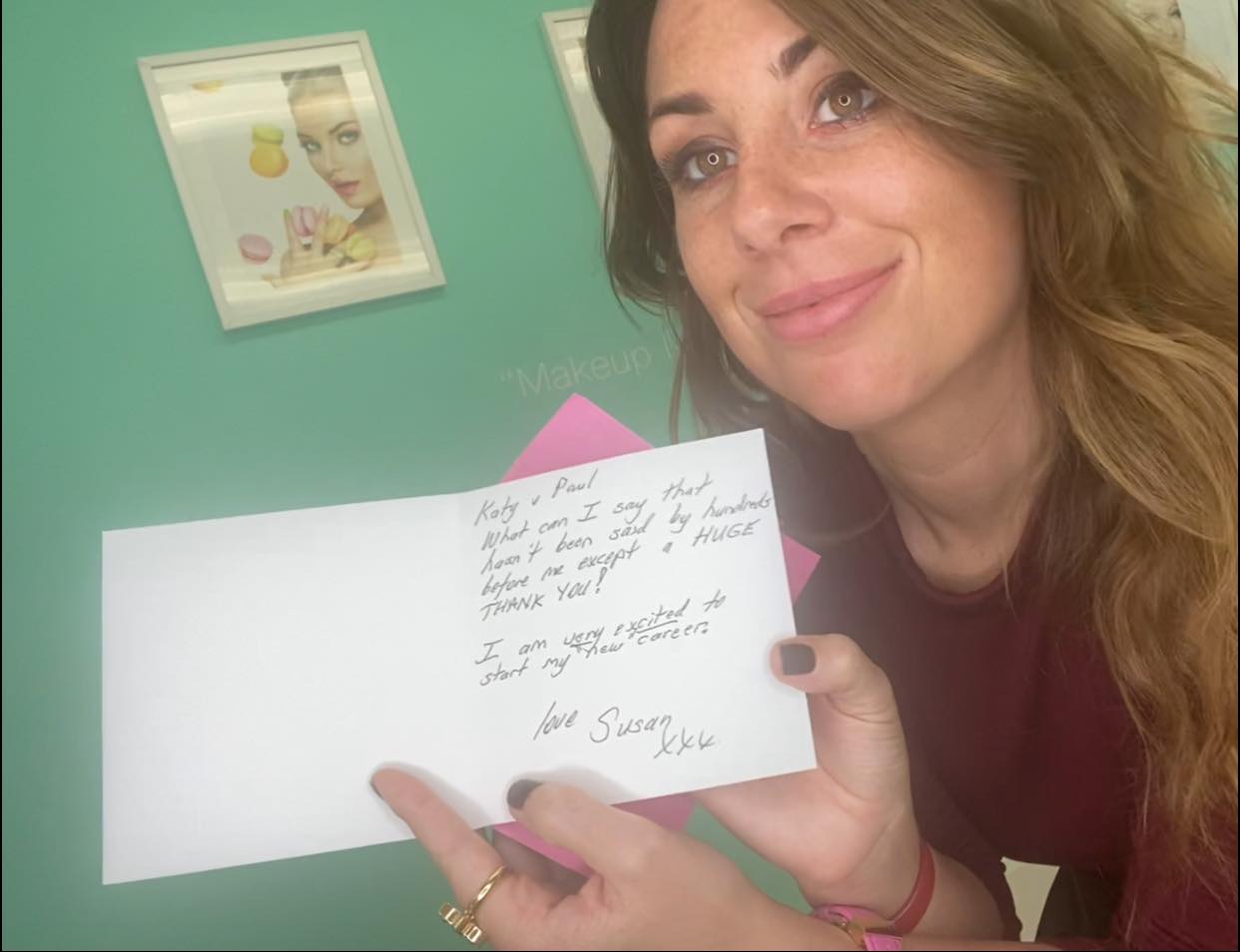 Susan's thank you message to Katy & Paul