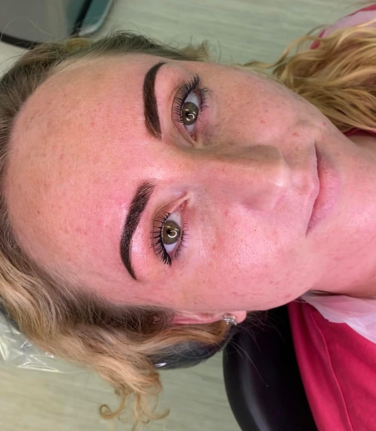 Danielle had her own eyebrows tattooed by Katy Jobbins