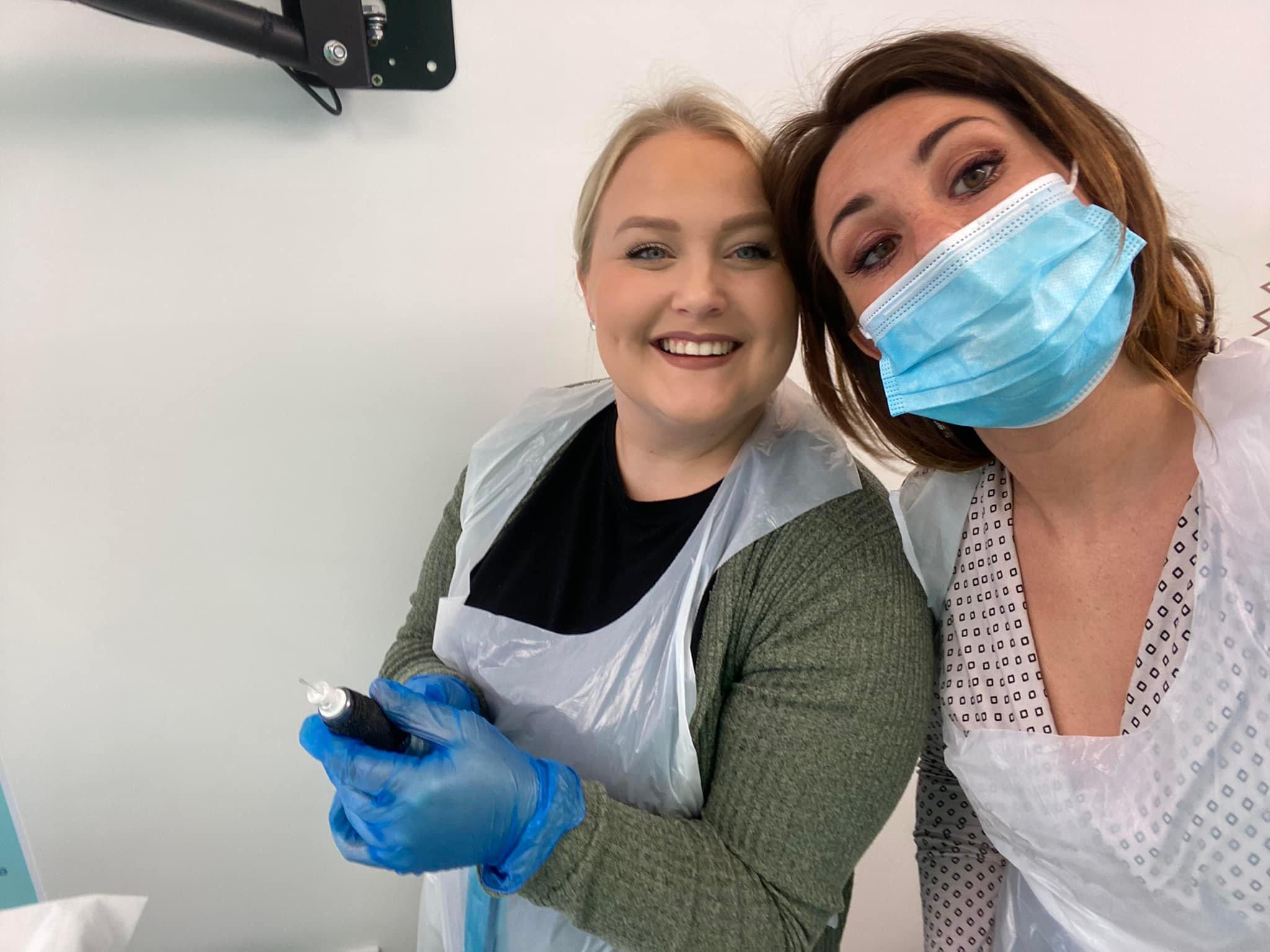 Zoe Lee with Katy Jobbins at the Permanent Makeup Training Academy