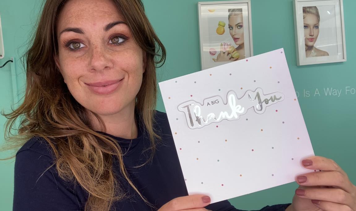 Emily's thank you card to Katy Jobbins