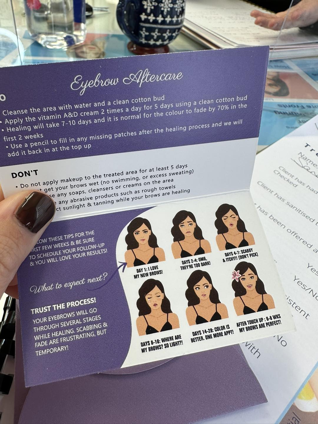 Jenny's client aftercare instruction cards