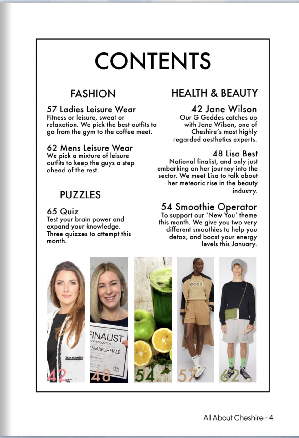 Cheshire Magazine contents page
