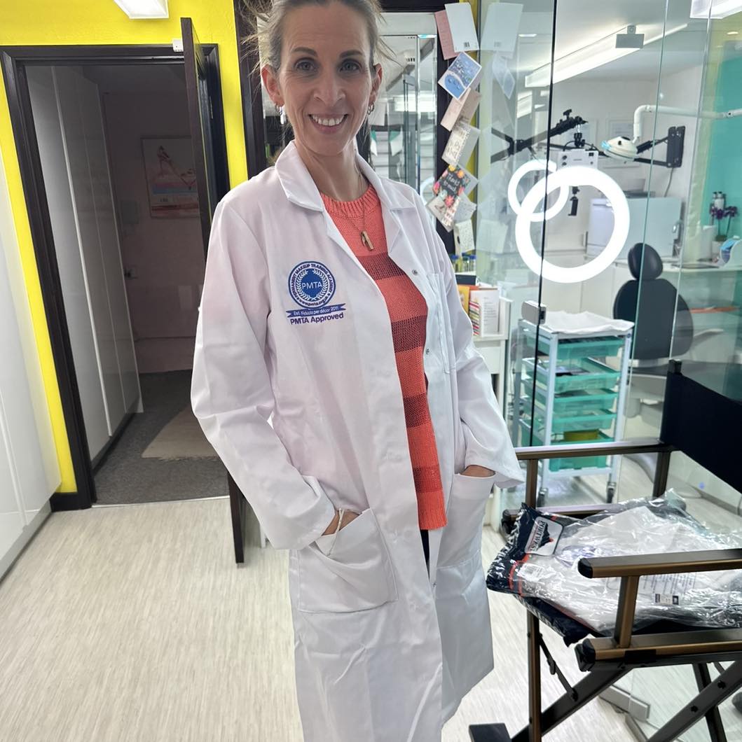 Sharon in her PMTA lab coat