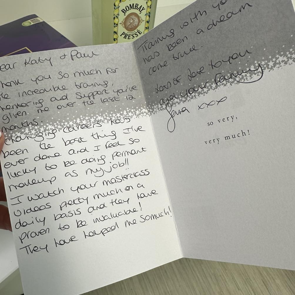Sara's thank you card to Katy
