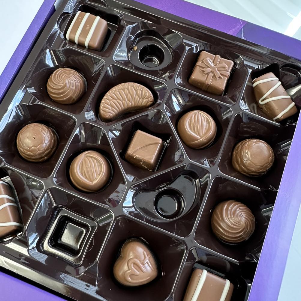 Dayna's gift of chocolates for Katy