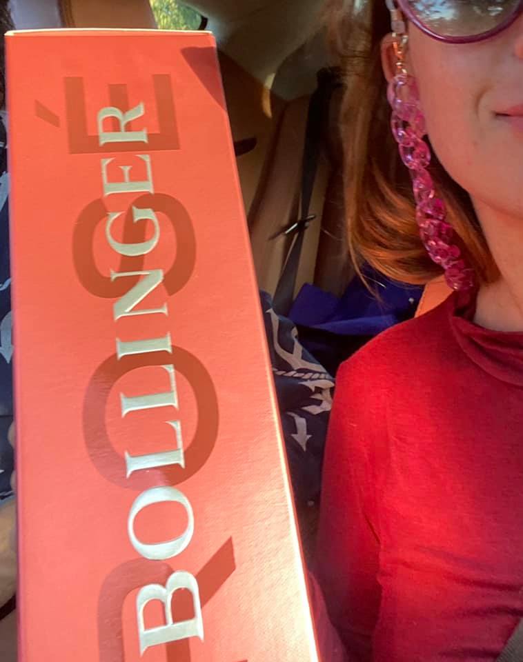 Rachel's gift of champaign for Katy