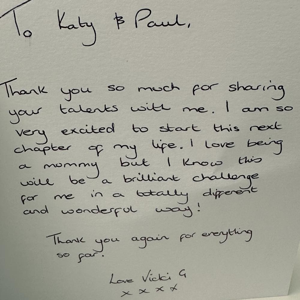 Vicky's thank you message to Katy