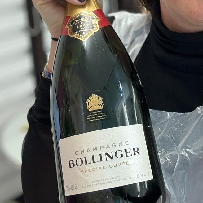 A bottle of Bollinger gift from Victoria to Katy