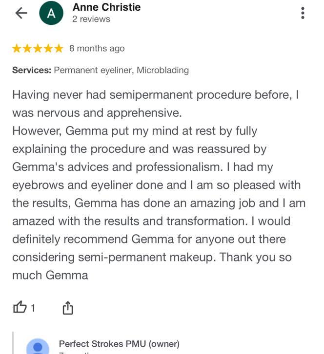 Gemma's 5 star review from a client